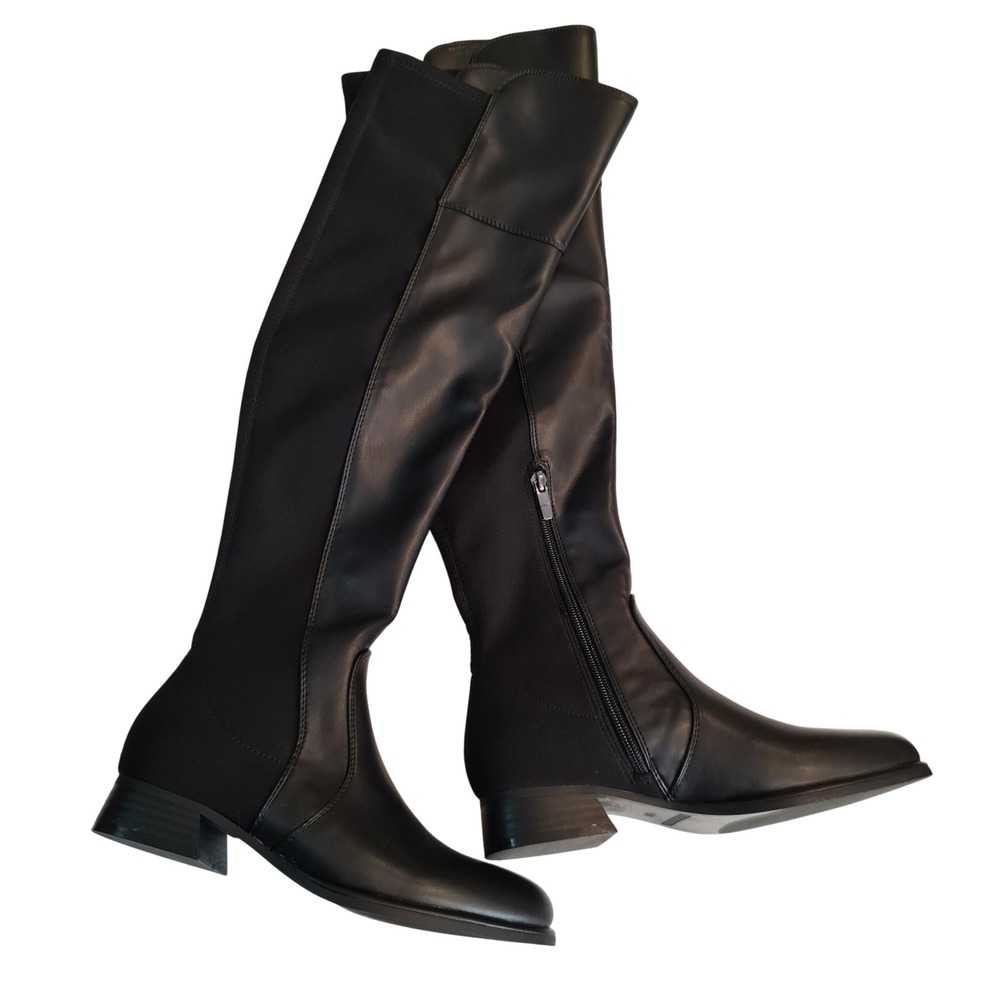 Marc Fisher Terrea Black Over the Knee Boots Women 6.5M Low Block Heel Tall